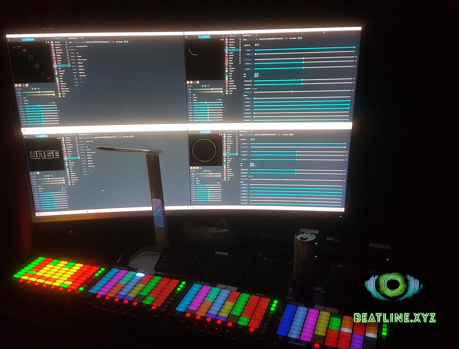 Beatline control station with 4 unique laser feeds